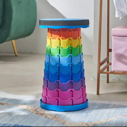 Telescopic folding plastic stool, collapsible outdoor camping retractable seat