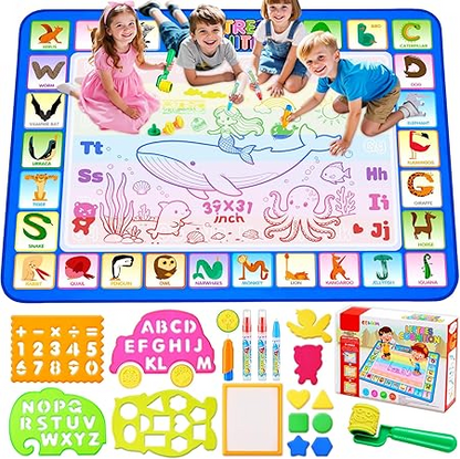 CGBOOM large water doodle mat with pen, stamps, accessories
