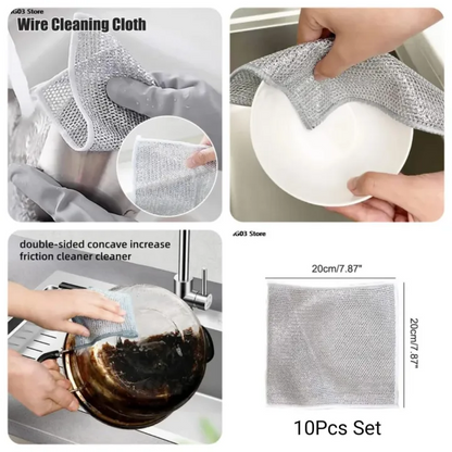 Steel wire cloth, double-sided mesh, strong, durable, easy-clean dishwashing cloth