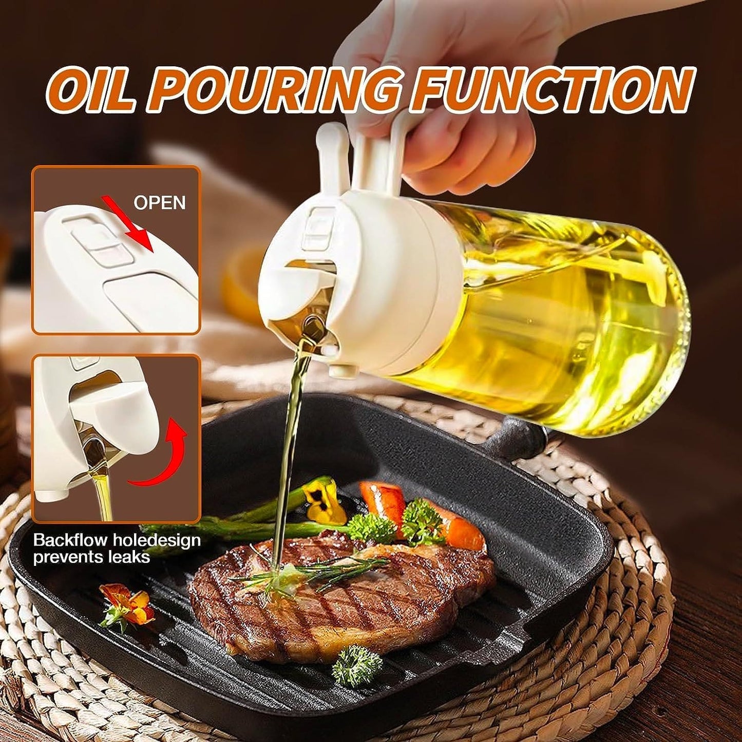 2 In 1 Glass Oil Spray Dispenser 470 ML